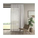 Demor Home Keten Görünümlü Ekstrafor Büzgülü Ekru Yüksek Kalite Tül Perde - 150 x 260 cm