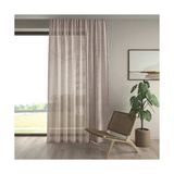 Demor Home Keten Görünümlü Ekstrafor Büzgülü Hasır Rengi Yüksek Kalite Tül Perde - 100 x 260 cm