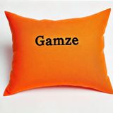 Demor Home Kişiye Özel Nakışlı Soft Series Kırlent Kılıfı, 45 x 45 cm, Portakal Rengi