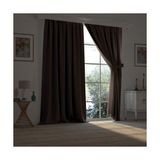Demor Home Koyu Kahve Yarı Mat Blackout Ekstrafor Büzgülü Tek Kanat 100x250 cm Fon Perde