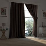 Demor Home Koyu Kahve Yarı Mat Blackout Ekstrafor Büzgülü Tek Kanat 150x260 cm Fon Perde