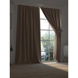 Demor Home Kum Beji Blackout Fon Perde, 100 x 260 cm, Ekstrafor Büzgülü, Polyester