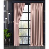 Demor Home Pudra Pembe Yarı Mat Blackout Ekstrafor Büzgülü Tek Kanat 100x250 cm Fon Perde