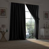 Demor Home Siyah Yarı Mat Blackout Ekstrafor Büzgülü Tek Kanat 100x260 cm Fon Perde