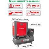 Demr Kompresör 15 Hp 500 Lt Depo Üstü Invertörlü Vidalı Hava Kompresörü IDMV-15E