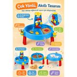 DENAPCAL Su ve Kum Aktivite Masası 3’ü 1 Arada Çocuk Oyun Masası Çizim Alanlı Eğitici Duyusal Oyuncak 3+ Yaş