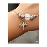 denars jewelry Kadın Paslanmaz Çelik Charm Bileklik – Ağaç, Kalp ve Boncuk Figürlü Renkli Boncuklu Şık Bileklik