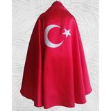 Denbu Tekstil Ay Yıldız Baskılı 23 Nisan Özel Bayrak Pelerin - Kırmızı - 4 - 6 Yaş