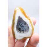 Dendritik Opal "Kış Ormanı" Dilimi - Cilalı Merlinite Portal - Mavi ve Beyaz Dendritik İçerik