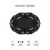 Denef Home Oval Antika - Deri Amerikan Servis Delik İşi Siyah - 35x50 cm 1 Adet