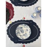 Denef Home Oval - Deri Delik Işi Amerikan Servis Lacivert - 35X50 cm 1 Adet - 35 x 50 cm
