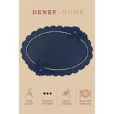 Denef Home Oval - Deri Delik İşi Amerikan Servis Lacivert - 35x50 cm 1 Adet