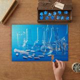 Deney Şişeleri - Ilaçlar- Laboratuvar Tasarımı 240 Parça Ahşap Puzzle Ahşap Kutuda MP00303