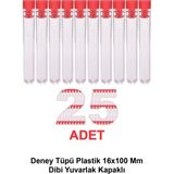 Deney Tüpü Plastik 16X100 mm / Dibi Yuvarlak Kapaklı x 25 Adet