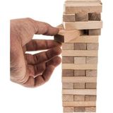 Denge Oyunu Ahşap 54 Parça Jenga Büyük Boy, Eğlence ve Beceri Geliştirici - Seçenek 1 - Ahşap Bej - Siyah