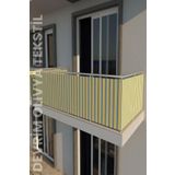 Denge Perde (3030) Sarı-Gri Dört Tarafı Bağcıklı Balkon Demiri Perdesi - Her Ölçüde En x Boy Seçenekli SARI-GRİ 80 x 280