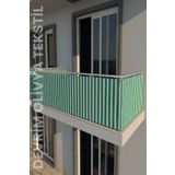 Denge Perde (3040) Yeşil-Beyaz Dört Tarafı Bağcıklı Balkon Demiri Perdesi - Her Ölçüde En x Boy Seçenekli YEŞİL-BEYAZ 80 x 280