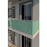 Denge Perde (3076) Yeşil-Beyaz Dört Tarafı Bağcıklı Balkon Demiri Perdesi - Her Ölçüde En x Boy Seçenekli YEŞİL-BEYAZ 70 x 100