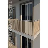 Denge Perde (3252) Kahve-Krem Dört Tarafı Bağcıklı Balkon Demiri Perdesi - Her Ölçüde En x Boy Seçenekli KAHVE-KREM 80 x 260