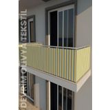 Denge Perde (3280) Sarı-Gri Dört Tarafı Bağcıklı Balkon Demiri Perdesi - Her Ölçüde En x Boy Seçenekli SARI-GRİ 60 x 350