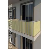 Denge Perde (3314) Sarı-Gri Dört Tarafı Bağcıklı Balkon Demiri Perdesi - Her Ölçüde En x Boy Seçenekli SARI-GRİ 80 x 400