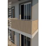 Denge Perde (3393) Kahve-Krem Dört Tarafı Bağcıklı Balkon Demiri Perdesi - Her Ölçüde En x Boy Seçenekli KAHVE-KREM 80 x 130
