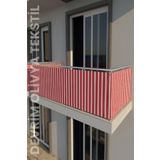 Denge Perde (3468) Kırmızı-Beyaz Dört Tarafı Bağcıklı Balkon Demiri Perdesi - Her Ölçüde En x Boy Seçenekli KIRMIZI-BEYAZ 90 x 190