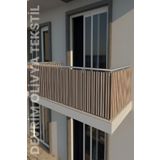 Denge Perde (3638) Kahve-Beyaz Balkon Demiri Perdesi ve Korkuluk Perdesi - Her Ölçüde En x Boy Seçenekli KAHVE-BEYAZ 60 x 150