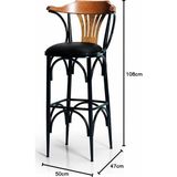Dengema 169/75 Bar Taburesi – Siyah Deri Oturum, Metal Ayaklı, 75 cm Yükseklik Bar Sandalyesi