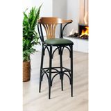 Dengema 169/75 Bar Taburesi – Yeşil Deri Oturum, Metal Ayaklı, 75 cm Yükseklik Bar Sandalyesi - Ceviz-Yeşil