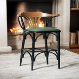 Dengema Bar Sandalyesi Yeşil-Kahve Renkli 169 / 75 cm - Oturma Yüksekliği 75 cm - Metal İskelet - Deri Oturum - Ahşap Sırt ve Kolçak - Yeşil - Siyah