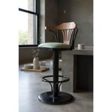 DENGEMA Dönerli Bar Sandalyesi T168/75 Yeşil (Oturma Yüksekliği 75cm) Metal İskelet Ahşap Kolçak