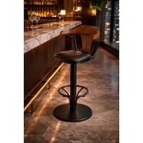 Dengema T168/65 Dönerli Bar Sandalyesi – Siyah Deri Oturum, Inegöl Ceviz Sırt 65 cm Yükseklik - Siyah - Ahşap
