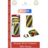 Denguva #AhşapKüpler Eğitici Doğal Materyal Geometrik Blok Zeka Geliştirici Seti Ahşap Birim Küpleri 100 Par