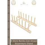 Denguva #AhşapStand Bambu Ahşap Mutfak Tabaklık Tabak Bardak Kurutmalık Ofis Amaçlı Düzenleyici 8 Gözlü Stan