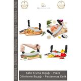 Denguva #bıçak Paslanmaz Çelik Yarım Ay Kıyma Satır Profesyonel Bakalit Sap Pizza Dilimleme Bıçağı - 1 Adet