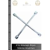 Denguva #BijonAnahtarı Istavroz Çelik 17 19 21 22 mm Dayanıklı Oto Lastik Ekipmanı 4'lü Nikelajlı Bijon Sökm