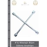 Denguva #BijonAnahtarı İstavroz Çelik Dörtlü Tekerlek Somun Sıkma Açma Pratik Nikelajlı Bijon Sökme Anahtarı