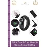 Denguva #Bileklik Paracord Dijital Saat Taktik Outdoor Doğa Acil Durum Seti Hayatta Kalma Kamp Bilekliği