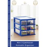 Denguva #Çekmece Masa Üstü Ofis Makyaj Takı Şeffaf Plastik Masaüstü Mini 3 Çekmeceli Komodin Organizer - 1 A