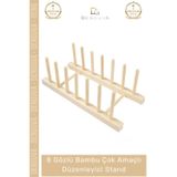 Denguva #DüzenleyiciStand Bambu Ahşap Mutfak Tabaklık Kurutmalık Organizer Çok Amaçlı Düzenleyici 8 Gözlü St