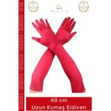 Denguva #Eldiven Kırmızı 40 cm Yetişkin Kostüm Aksesuarı Şık Estetik Davet Sahne Renk Uzun Kumaş Eldiven