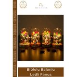 Denguva #Fanus Dekoratif Işıklı Gece Lambası Masa Üstü Cam Tasarım Romantik Biblolu Balonlu Ledli Fanus