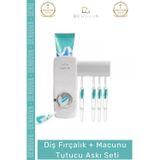 Denguva #FırçalıkSeti Otomatik Diş Macunu Sıkacağı Hijyenik Banyo Vantuzlu 5 Adet Fırçalık Askı Seti