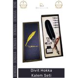 Denguva #KalemSeti Hediyelik Tüylü Kaligrafi Masaüstü Dekoratif Mürekkepli 5 Uçlu Divit Hokka Kalem Seti