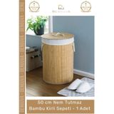 Denguva #KirliSepeti DecoHandy Yuvarlak Doğal Hijyenik Çamaşır Kutusu Banyo Şık Tasarım Bambu Kirli Sepeti -