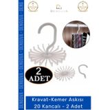Denguva #KravatAskısı Dolap İçi Düzenleyici Gardırop Askısı Şal Eşarp Kravat Kemer Askısı 20 Kancalı - 2 Ade