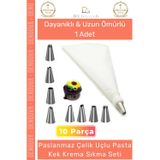 Denguva #KremaTorbası Paslanmaz Çelik Pasta Cupcake Uçlu Tasarım Süsleme Torbası Krema Sıkma Seti 10 Parça