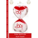 Denguva #KumSaati Romantik Tasarım I Love You Yazılı Dekoratif Hediye Ofis Kalp Şeklinde Jel Kum Saati