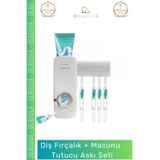 Denguva #MacunTutucu Otomatik Diş Macunu Sıkacağı Hijyenik Banyo Düzenleyici Pratik Vantuzlu 5 Adet Fırçalık